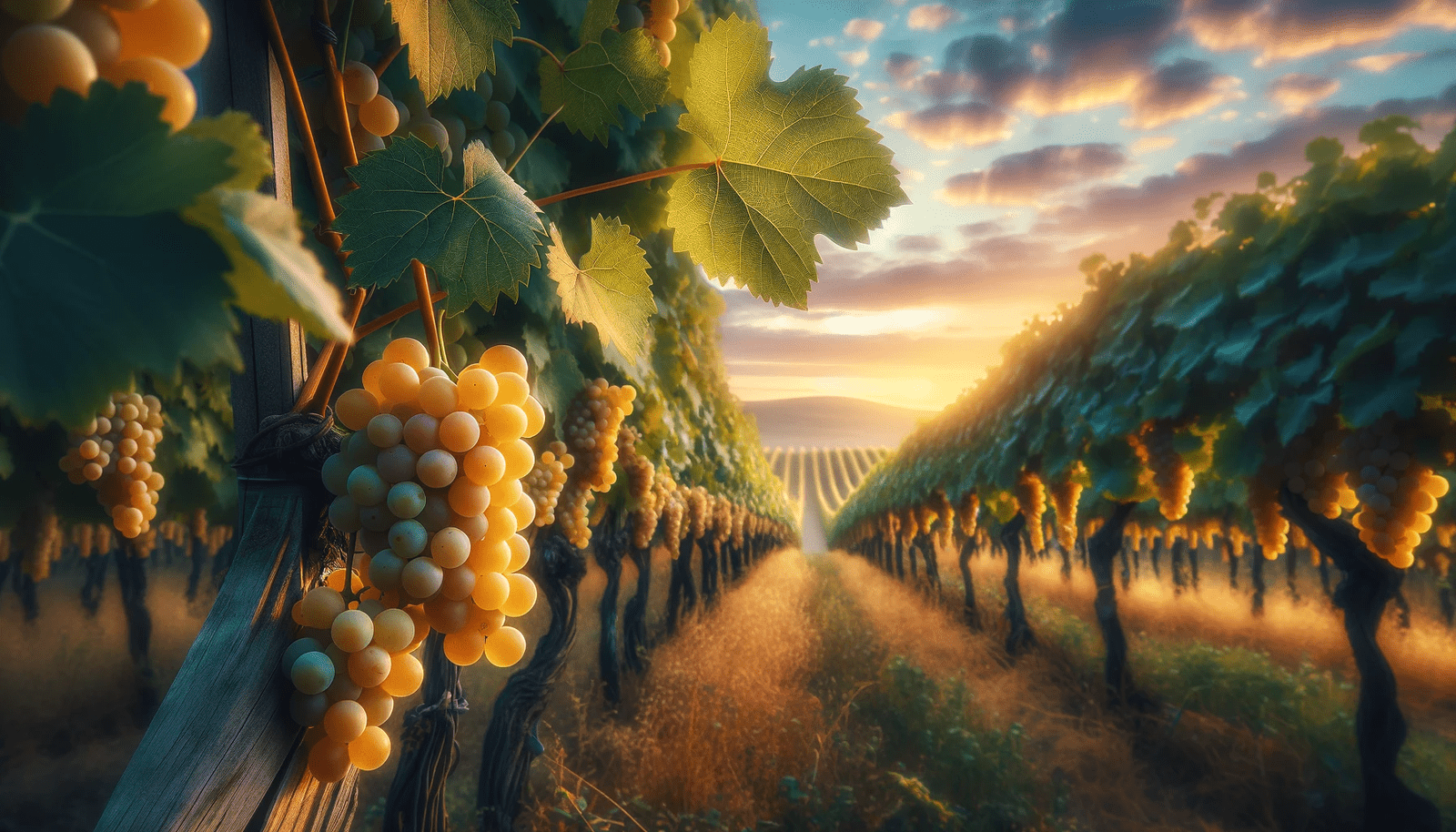 Hanepoot vineyard at dawn